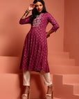 Purple Kalidar Printed Kurta