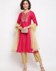 Fuchsia Embroidered Kurta Set