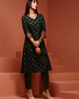 Green A line Kurta Set