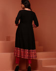 Solid Black A-line Kalidar Kurta
