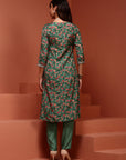 Mint Printed A-line Kurta Set