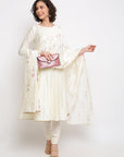 Off-white Brocade Anarkali Set
