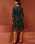 Green Printed Asymmetric Kurta