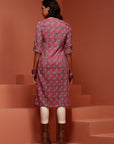 Pink Straight Printed Kurta
