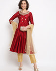 Maroon Brocade Kurta Set