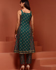 Green A-line Printed Kurta Set