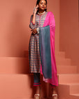 Blue Rayon Printed Kurta Set
