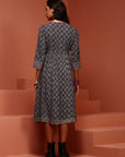 Indigo Gathered Printed Kurta