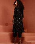 Black Brocade Straight Kurta