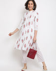 Block Floral Off-White Kurta Set