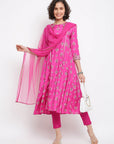 Printed Pink Anarkali Suit