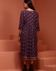 Violet Printed Gathered Kurta