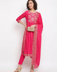 Fucshia Brocade Kurta Set
