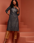 Navy Straight Printed Kurta