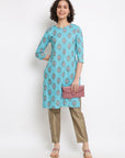 Printed Sage Green Straight Kurta
