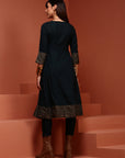 Teal Solid A-line Kurta