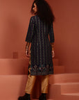 Navy Blue Printed Straight Kurta