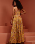 Yellow Printed Muslin Kalidar Dress