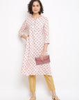 Off-white Printed Straight Kurta