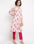 Pink floral A-line kurta set