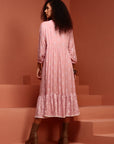 Light Pink A-line Chikankari Dress