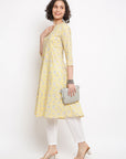 Block Floral Yellow Kurta