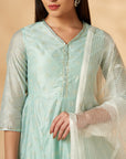 Green Printed Kalidar Kurta Set