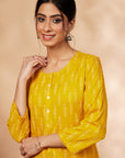 Mustard A-Line Kurta Set