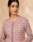 Light Pink Floral Print Straight Kurta