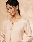 Beige Printed A-Line Kurta