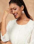 Embellished White Straight Kurta