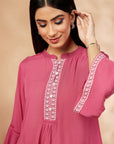Solid Rose Pink Gathered Top