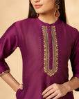 Violet Embroidered Straight Kurta