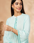 Solid Turquoise Pink Gathered Top