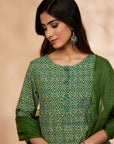Printed Green Kurta Set