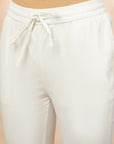Offwhite Solid Cotton-Lycra Straight Pant