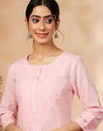 Embellished Light Pink Straight Kurta