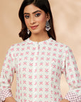 Off-White Print A-Line Kurta set