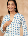 Off-White Print Asymmetric Kurta