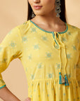 Yellow Printed Tiered Dress