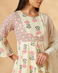 Off-White Printed Anarkali Kurta Set