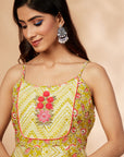 Printed Lime Green Anarkali Kurta Set