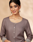 Solid Grey A-Line Kurta