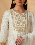 Embroidered Off-White Kurta Set