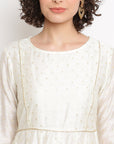 Off-white Brocade Anarkali Set