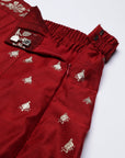 Red Printed Brocade Skirt