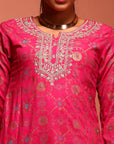 Fuchsia Embroidered Rayon Kurta Set