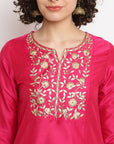 Fuchsia Embroidered Kurta Set