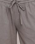 Solid Grey Elasticated Waist Ethnic Straight Pant