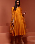 Mustard Solid Chanderi Anarkali Set
